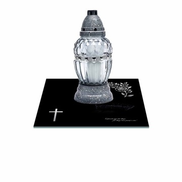 SZKLANA PODSTAWKA POD ZNICZE 25x25cm 511e + napis