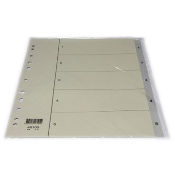 PRZEKŁADKI DO SEGREGATORÓW A4 NUMERYCZNE (1 - 5 )