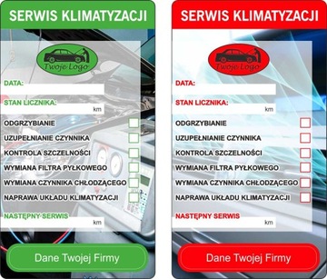 NAKLEJKI WYMIANA OLEJU serwis klimatyzacji 100 szt