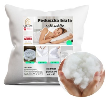 PODUSZKA BIAŁA MIĘKKA 45x45 ANTYALERGICZNA WKŁAD KULKA GRUBA PRODUCENT