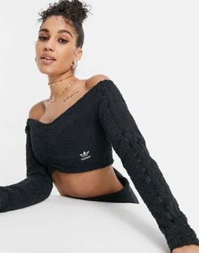 ADIDAS TOP CZARNY Z DŁUGIM RĘKAWEM FROTTE 40 1RRL