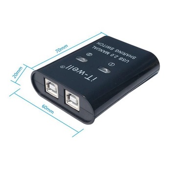 USB-устройство для совместного использования принтеров 2 в 1, черное
