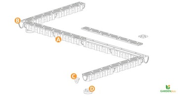 Линейный водоотвод для гаража Узкий канал А15 (до 1,5Т) H=8,7см