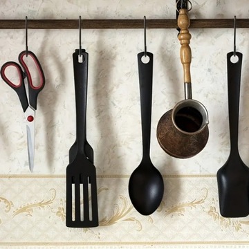 РУЧКА КУХОННАЯ ВЕШАЛКА МНОГОФУНКЦИОНАЛЬНАЯ ЧЕРНАЯ 7 СМ 6 ШТ.