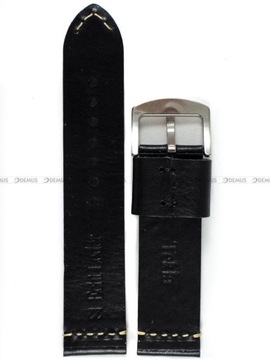 Czarny pasek skórzany do męskiego zegarka 22 mm - szeroka trwała szlufka