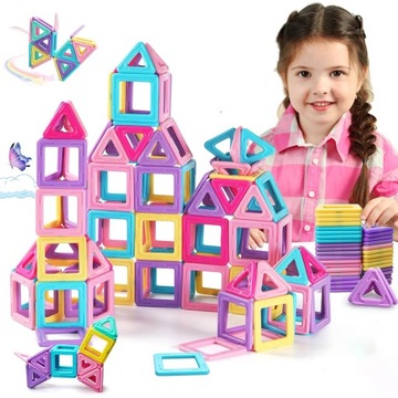 MAGNETYCZNE KLOCKI 3D KONSTRUKCYJNE 42 SZTUKI DLA DZIECI PREZENT OD 3-8 LAT