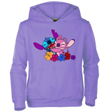 СПОРТИВНЫЙ КОСТЮМ СВИТШОТ-КЕНГУРУ ФИОЛЕТОВЫЙ LILA + СТРОЧКИ БРЮКИ STICH ANGEL ANDZIA 140