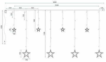 СВЕТОДИОДНЫЕ ШТОРЫ ЗВЕЗДЫ ПОДВЕСНАЯ ГИРЛЯНДИЯ ЦВЕТ + ПУЛЬТ ДИСТАНЦИОННОГО УПРАВЛЕНИЯ