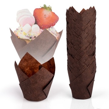 PAPILOTKI DO MUFFINEK FOREMKI NA MUFFINKI BABECZKI BRĄZOWE ZESTAW 100 SZTUK