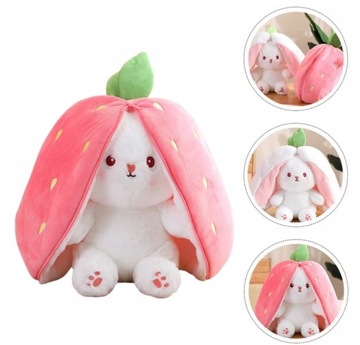 ПЛЮШЕВЫЙ КРОЛИК КЛУБНИКА С БОЛЬШИМИ УШАМИ ОБЪЯВЛЯЕТСЯ 2 В 1 МЯГКИЙ РОЗОВЫЙ ТАЛИСМАН