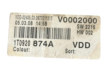 PŘÍSTROJOVÁ DESKA VW TOURAN (1T3) 1T0920874A 2.0L DIESEL 125KW 2008