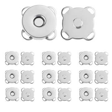 Zapięcie magnetyczne magnes do torebki torby srebrne niklowane 18mm