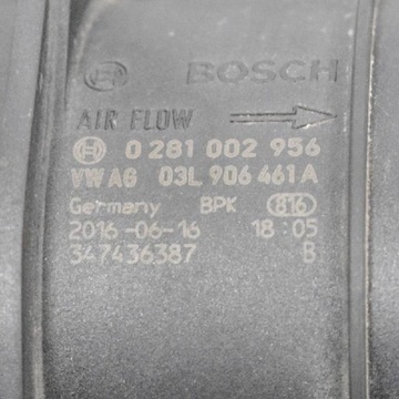 AUDI A4 AVANT VÁHA VZDUCHU HMOTA VZDUCHU B9 2.0 TDI 110KW 0281002956 0