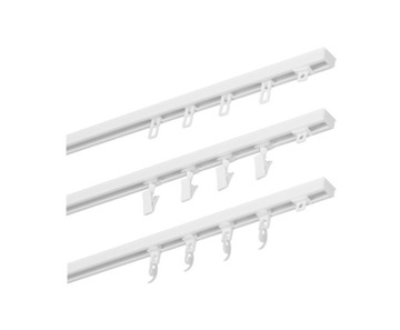 SZYNA SUFITOWA KARNISZ SUFITOWY BIAŁA ALUMINIOWA POJEDNYŃCZA AGRAFKI 200CM
