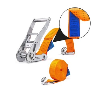 Pas transportowy mocujący 5T 6m 50mm z napinaczem i hakami SOLIDNE 1 SZTUKA
