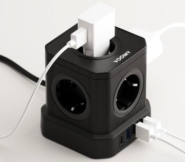 ПРОТИВОПОДЪЕМНАЯ НАКЛАДКА ЗАЩИТНЫЙ КУБ 9в1 5 РАЗЪЕМОВ + 3 USB-A + 1 USB-C