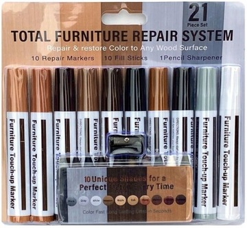 БОЛЬШОЙ НАБОР РУЧОК ДЛЯ РЕМОНТА МЕБЕЛЬНЫХ ПАНЕЛЕЙ РЕМОНТНЫЕ МАРКЕРЫ + ВОСК