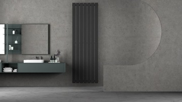 Grzejnik pionowy podwójny 1600x390 czarny - podł. dolne lewe/prawe
