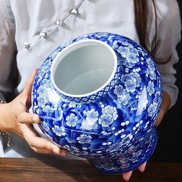 2x Porcelana w stylu chińskim, Słoik na Imbir, Szkliwiony Klasyczny Stół