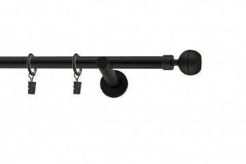 Karnisz metalowy pojedynczy Czarny Mat 140 cm 19 mm Kula Optic rózne wzory