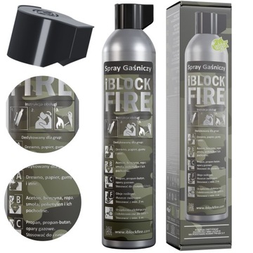 GAŚNICA BIWAK SURVIVAL ABCF+E 100%BIO SPRAY GAŚNICZY iBlockFIRE MILITARY
