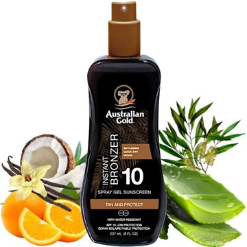 AUSTRALIAN GOLD ŻEL DO OPALANIA OCHRONNY SPF 10 SPRAY z bronzerem
