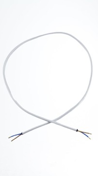 Przewód kabel w oplocie 2x0,75 BIAŁY 100cm okuty