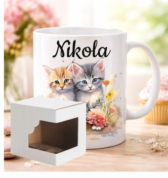 НАБОР КРУЖКА ПОДУШКА КОШКА МАЛЕНЬКИЕ КОТЯТА КОШКИ КОТЯТА КОТЯТА + ТЕКСТ ИМЕНИ