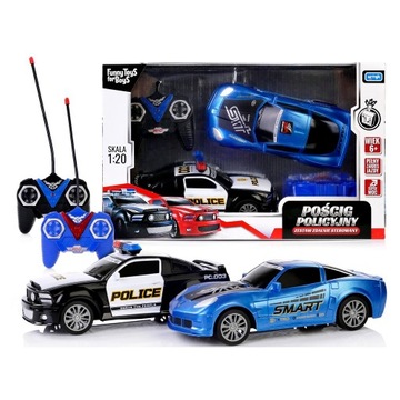 FUNNY TOYS FOR BOYS: Pościg policyjny zestaw 2 aut zdalnie sterowanych 1:20