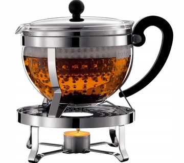 ZESTAW ZAPARZACZ DO HERBATY Z SITKIEM + PODGRZEWACZ 1L BODUM CHAMBORD