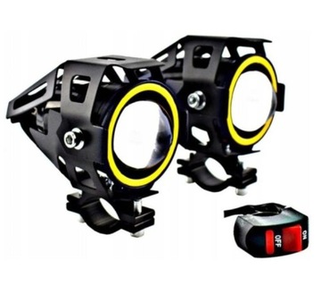 2x HALOGENY MOTOCYKLOWE LAMPY REFLEKTORY RING LED