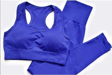 Damski komplet UniquYou Dark Blue L treningowy zestaw top legginsy HIT