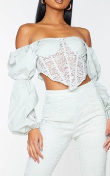 PRETTYLITTLETHING WU7 GORSET Z KORONKĄ BUFKI R. L