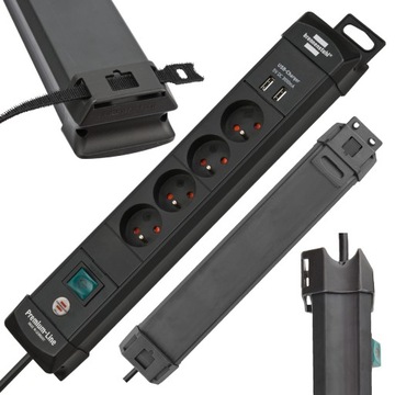 PRZEDŁUŻACZ LISTWA ZASILAJĄCA 4 GNIAZDA 2xUSB 1,8M