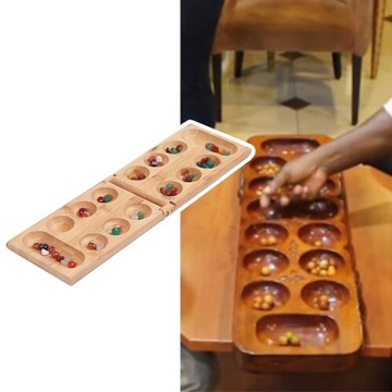 2 Set Classic Foldable Wooden Mancala Board Strategy Game Easy Store