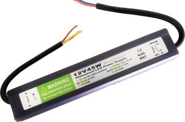 ZASILACZ WODOODPORNY 12V 45W 3,7A IP67 DO TAŚM LED