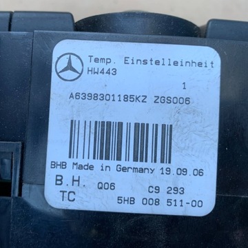 PANEL VENTILACE KLIMATIZACE A6398301185 MERCEDES VITO W639