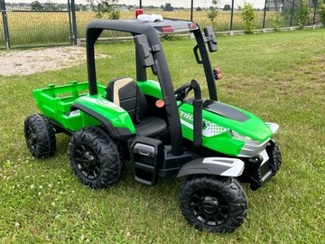 Трактор на аккумуляторе с прицепом 24 В 2x200 Вт Кожаные мягкие колеса ДОСКИ