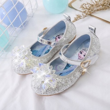 2023 Letnie Dziecięce Skórzane Buty Frozen Elsa