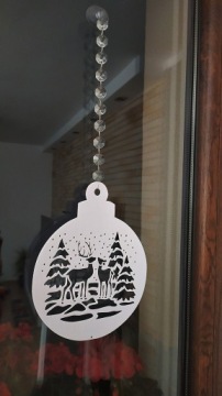 Новогодняя игрушка-подвеска Ажурное украшение на присоске для окна