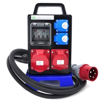 ROZDZIELNICA BUDOWLANA PRZENOŚNA ZABEZPIECZONA 32A 16A 4xGS + 2m kabel 5G4