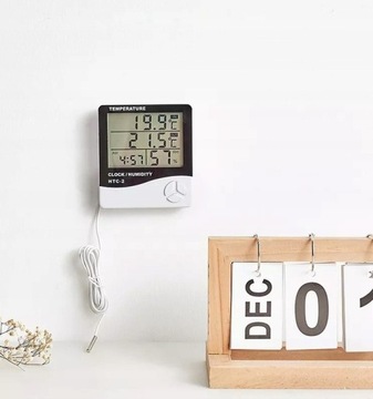 БЕСПРОВОДНАЯ ПОГОДНАЯ СТАНЦИЯ ТЕРМО-ГИГРОМЕТР ВНЕШНИЙ ЗОНД ЧАСЫ БУДИЛЬНИК