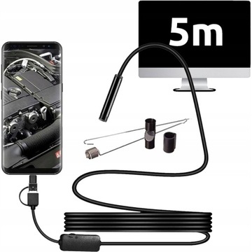 Камера для осмотра эндоскопа 5M 8LED для ПК с ОС Android ТЕЛЕФОН 3IN1 FullHD 1080P