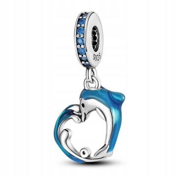 Charms Srebro 925 Zawieszka Delfin Fala Morze Ocean