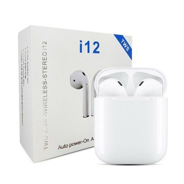 SŁUCHAWKI BLUETOOTH i12s UNIWERSALNE BIAŁE IPHONE STYLE TWS #25939