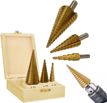 WIERTŁO WIERTŁA STOPNIOWE STOŻKOWE 3el. TYTAN 4-32