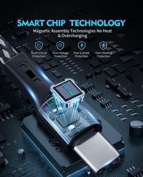 Зарядный кабель USB C, выдвижной магнитный кабель PD типа C, 60 Вт, быстрый