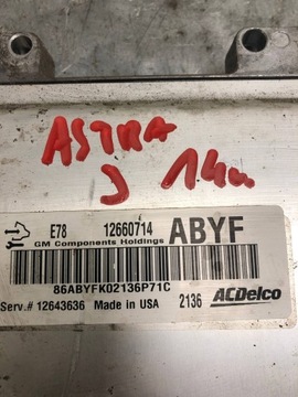 JEDNOTKA MOTORU 1.4T A14NET OPEL ASTRA J 12660714