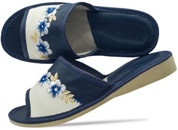 Eleganckie Kapcie Damskie ze Skóry Licowanej Komfort na co Dzień r.39