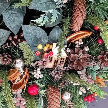 Wianek wieniec bożonarodzeniowy świąteczny 45 cm naturalny duży